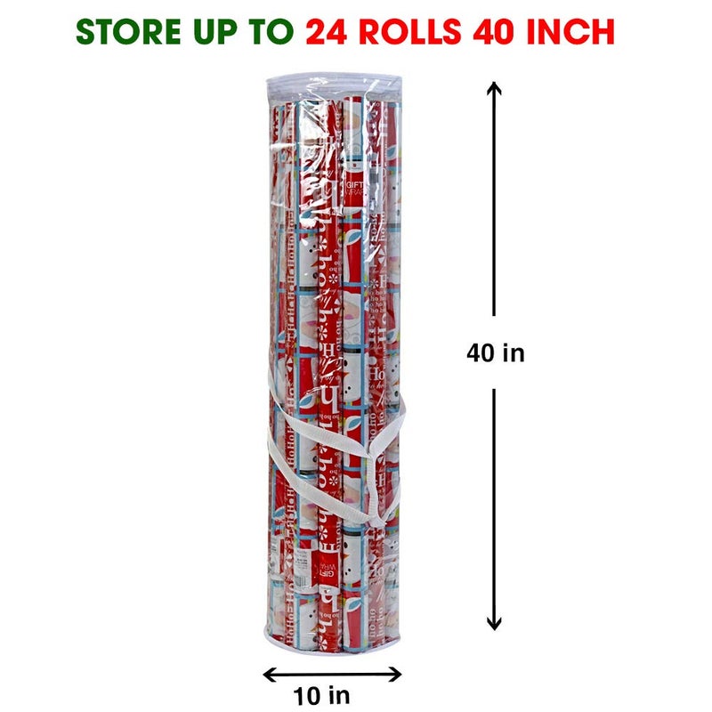 ProPik Gift Wrap Organizer, Wrapping Paper Storage Bag, Fits Holiday Papers 40 Inch Long, Holds Up To 24 Rolls, Heavy Duty Clear PVC Bag with Handles (White & Clear) - Image 4